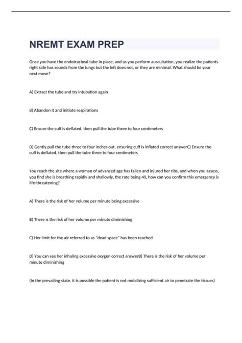 NREMT EXAM PREP 2023 with 100% correct answers - NREMT - Stuvia US