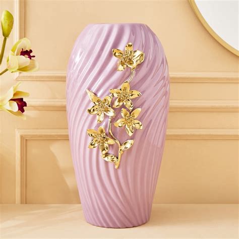 Buy Moksha Kalki Ceramic Floral Ribbed Vase - Large from Home Centre at ...