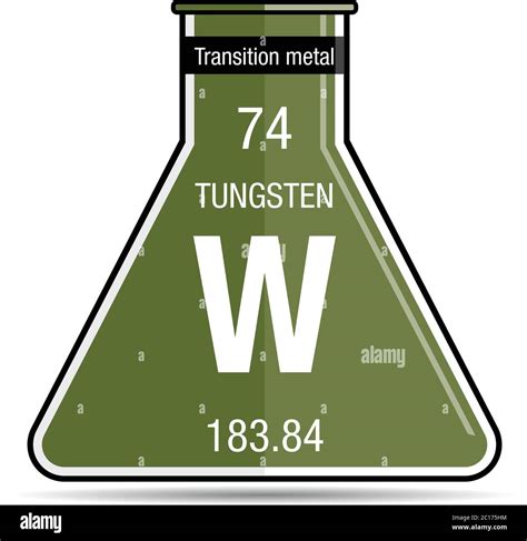 Tungsten symbol on chemical flask. Element number 74 of the Periodic Table of the Elements ...