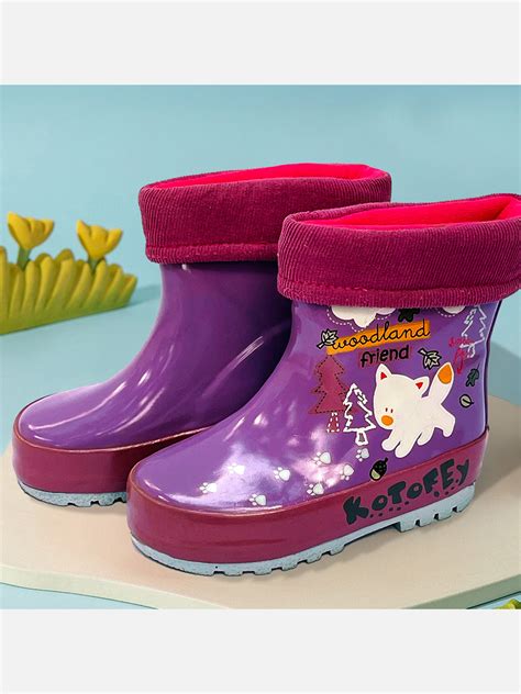 Little Surprise Box Pink Fox Flexible Rubber Rain Gumboots for Kids ...