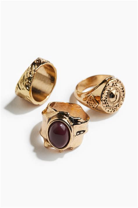 3-pack rings - Bronze-coloured - Ladies | H&M IN