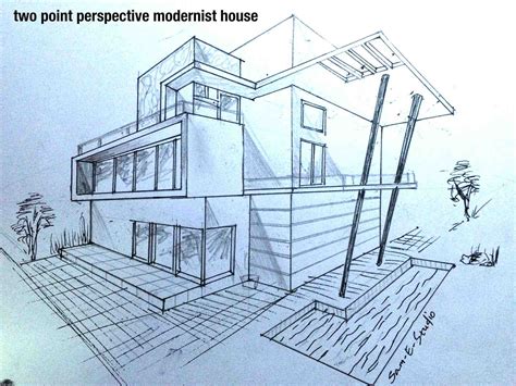 Modern House Sketch at PaintingValley.com | Explore collection of ...