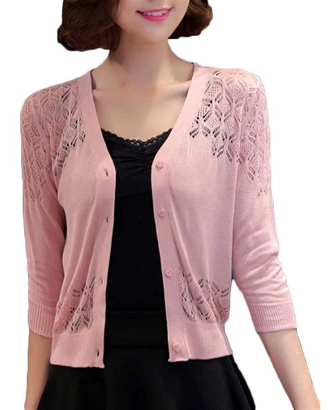 Buy Women Cardigan Lace Lightweight Long Sleeve Open Front Cardigans ...