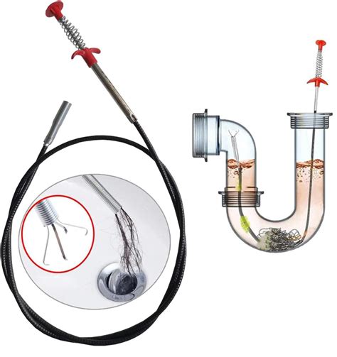118 Inch Drain Snake Grabber Pick Up Reacher Tool，Sink Snake for Sewer Kitchen Sink Bathroom Tub ...