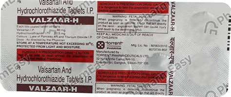 Buy Valzaar H 80mg Strip Of 10 Tablets Online at Flat 15% OFF | PharmEasy