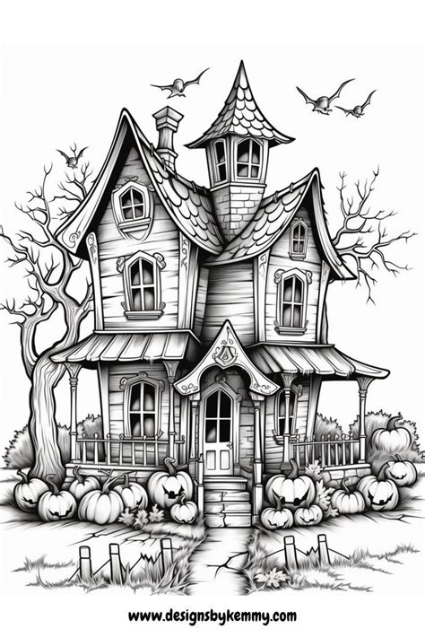 Halloween House Coloring Pages | Halloween Coloring Pages | Designs By ...