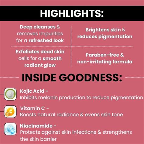 ETHIGLO Skin Lightening FaceWash with Kojic Acid, Niacinamide & Vitamin ...
