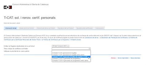 ER T-CAT 操作员证书的生命周期 – Entitats de Registre T-CAT