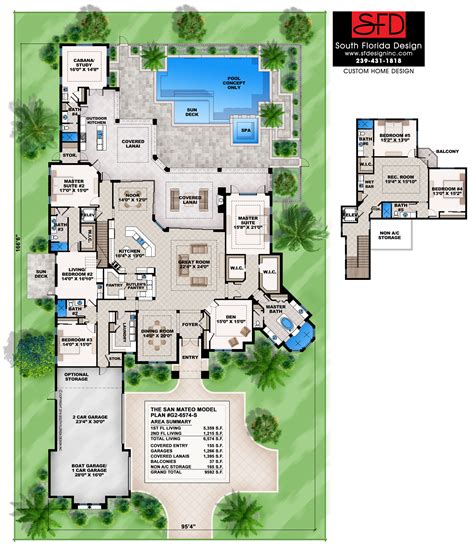 South Florida Design Mediterranean 6 Bedroom House Plan-South Florida ...