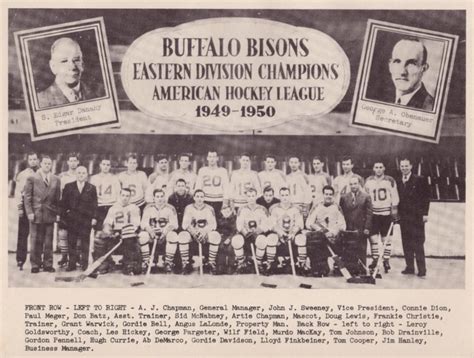 Buffalo Bisons Team Photo 1950 American Hockey League Eastern Division ...