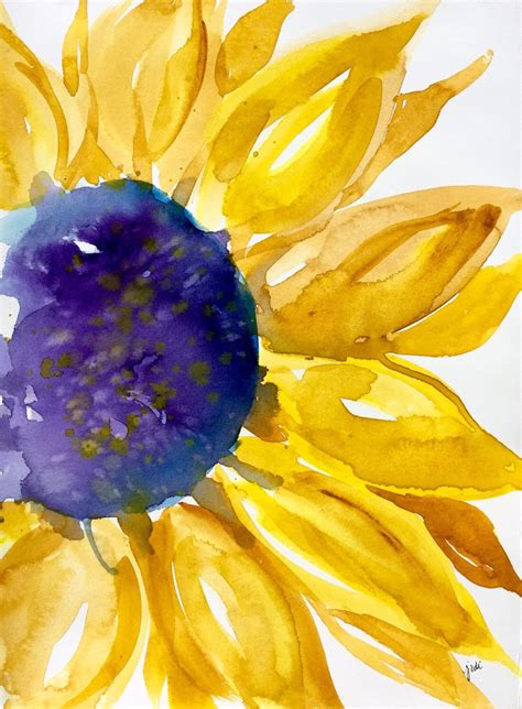 Original Sunny Sunflower Watercolor PRINT, Sunflower Painting ...