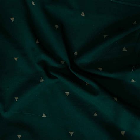 Pure South Cotton Handloom Dark Greenish Teal With Triangle Motifs Wov ...