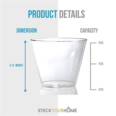 Stock Your Home 9 oz Hard Plastic Old Fashioned Tumblers 100 Pack -BPA ...