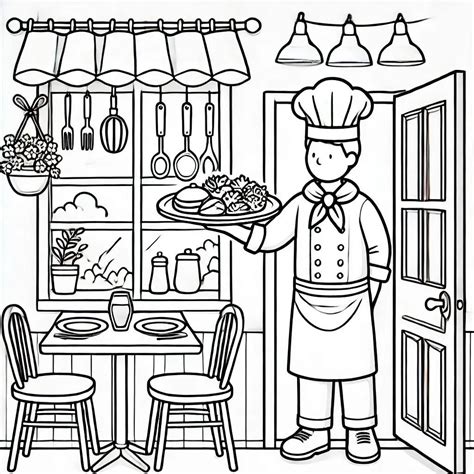 Restaurant Coloring Pages 的图像结果
