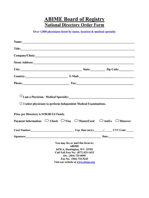 Fillable Online abime BOR Directory Order Form - abime Fax Email Print ...