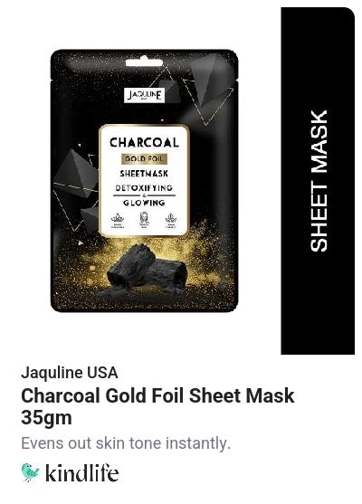 Jaquline USA: Charcoal Gold Foil Sheet Mask 35gm