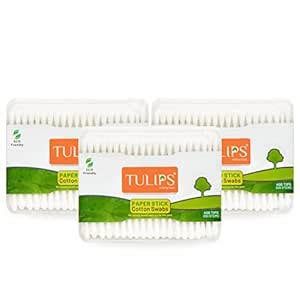 Buy TULIPS Cotton Ear Buds/Swabs (Pack of 3) with white PAPER Sticks ...