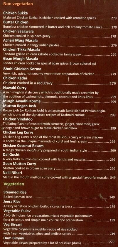 Menu at Spice 52, Mumbai, 48 Gulmohar Road