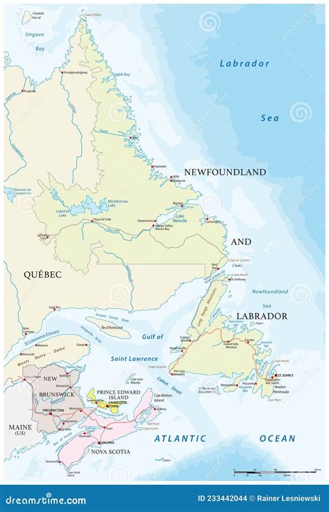 Vector Road Map of the Four Canada Atlantic Provinces Stock Vector ...