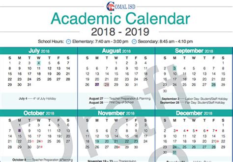 Comal Isd Calendar - CountyCalendars.net