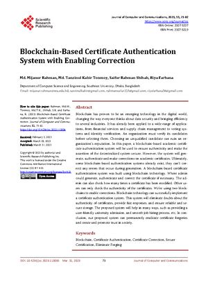 2020-JCRVol 7No3-Blockchain Based Frameworkfor Educational Certificates ...