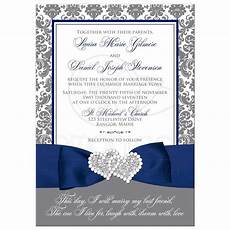 Blue And Gray Wedding Invitations by Navy Blue White And Gray Damask Wedding Invitation Blue And Gray Wedding Invitations