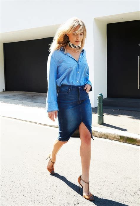 15 Outfits With Denim Pencil Skirts - Styleoholic