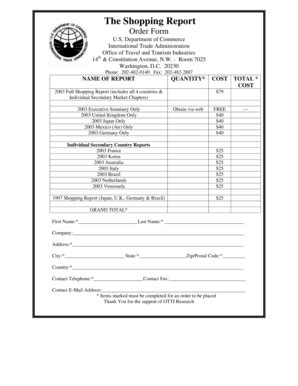 US Shopping Report Order Form - Blank Fillable Template | Fill Out ...