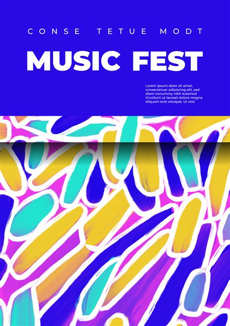 Modern music fest poster template with brush strokes, paint stains ...