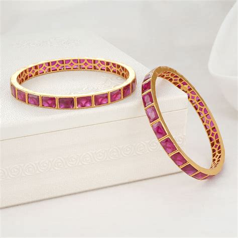 Gold Plated Silver Bangles with Stone | Silver Navarathana Stone ...
