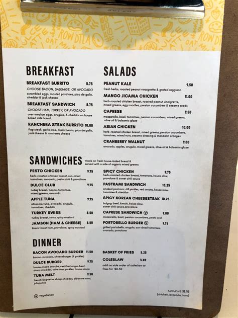 Menu at Cafe Dulce (USC Village), Los Angeles, McClintock Ave Ste 1420