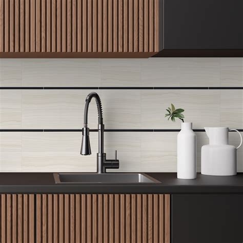 allen + roth Matte Black 1/2-in x 12-in Composite Pencil Tile (0.0417 ...