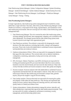 data warehouse - CCS341 - Studocu