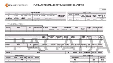 PLANILLA INTEGRADA DE AUTOLIQUIDACION DE APORTES - PAG 1 de 2 - Studocu