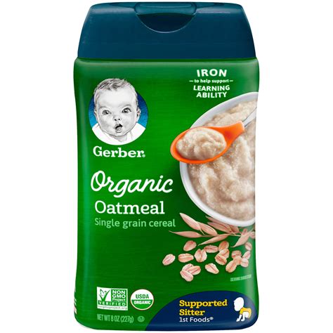 Gerber Organic Single-Grain Oatmeal Baby Cereal, 8 oz. - Walmart.com ...