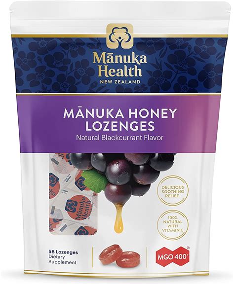 Buy Manuka Health, MGO 400+ Manuka Honey Lozenges with Blackcurrant, 58 ...