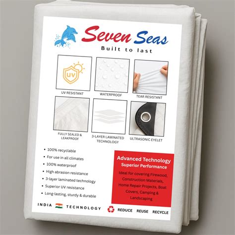 Seven SEAS Water Proof Tarpaulin Sheet | 250 GSM | 100% Pure Virgin ...