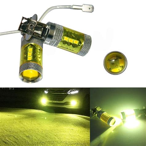 2pcs Set 12-24V H3 80W 16 SMD LED Car Fog Light Bulb Yellow High Power ...
