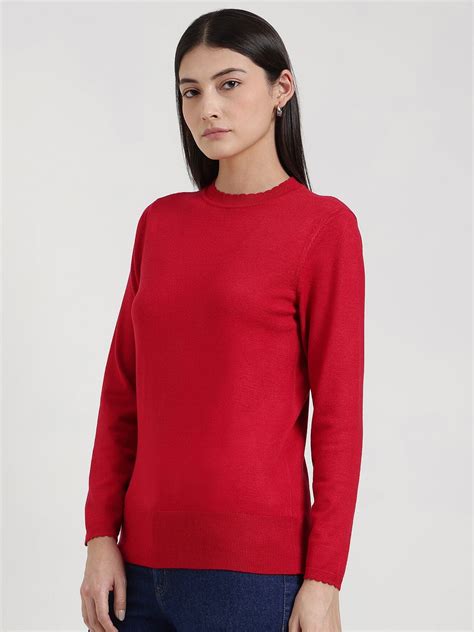 Buy Red LivSoft Round Neck Sweater Online | FableStreet