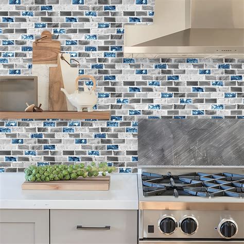 Peel and Stick Wall Tile Rectangle PVC Subway Waterproof Peel & Stick ...