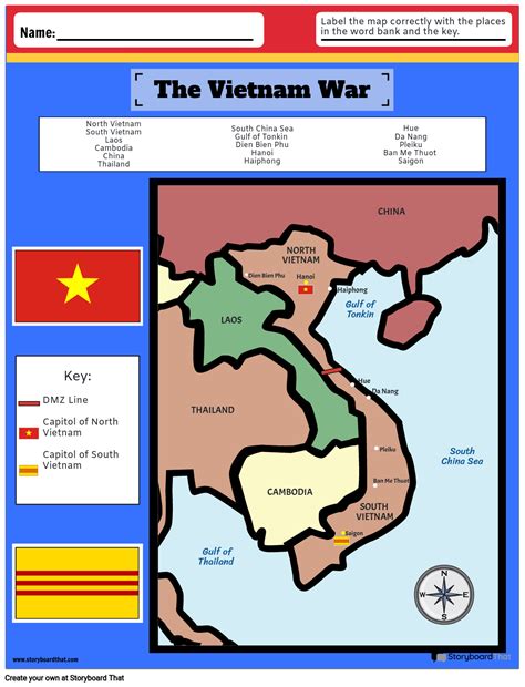Vietnam War Map: Labeling Activity by Storyboard That