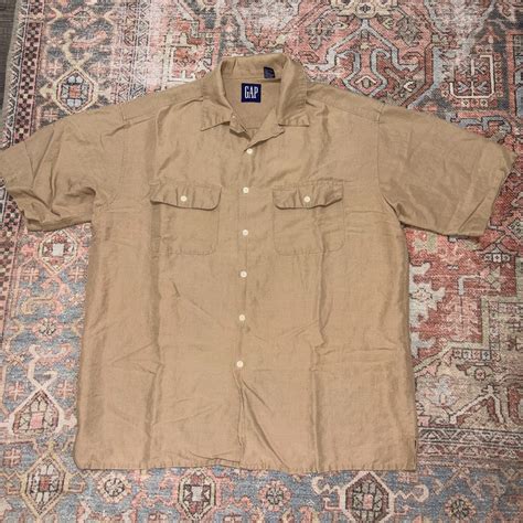 Vintage GAP Cargo Camp Collar Shirt Mens Medium Linen… - Gem
