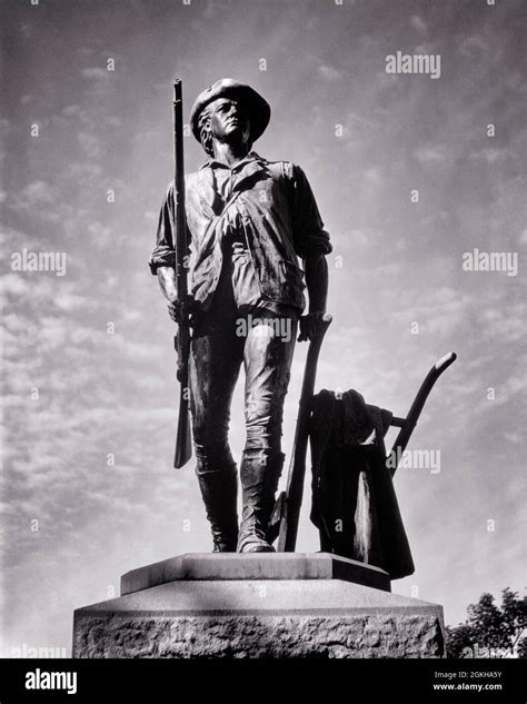 1970s STATUE OF MINUTE MAN AT END OF OLD NORTH BRIDGE IN CONCORD ...