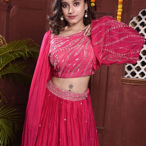 Rani Chinon Top With Skirt & Dupatta – Rang By Rangana