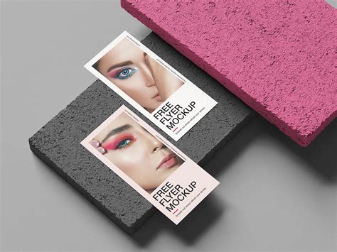 4 Free DL Flyers On Stone Mockup PSD Set - Good Mockups