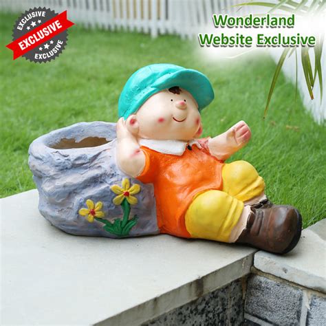 Buy Resin Boy stone planter Online — Wonderland Garden Arts and Craft