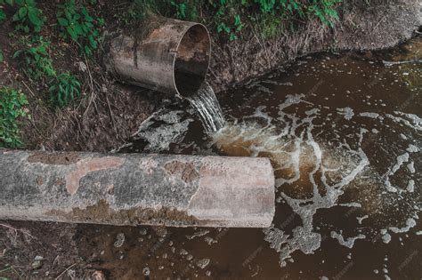 Dirty sewage from the pipe, dirty water discharged into river ...