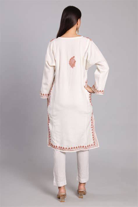 Crimson Aura Kashmiri Pheran | Cream Cashmilon Pheran with Aari & Zari ...