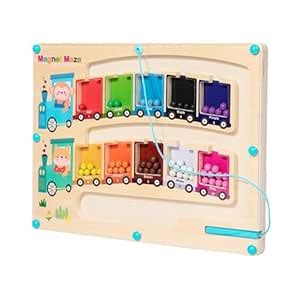 ATORSE Wooden Magnetic Maze Game Color and Number Maze for Girls Boys ...