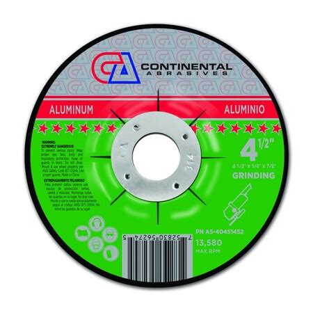 Continental Abrasives 4-1/2" x 1/4" x 7/8" Aluminum Solutions T27 ...